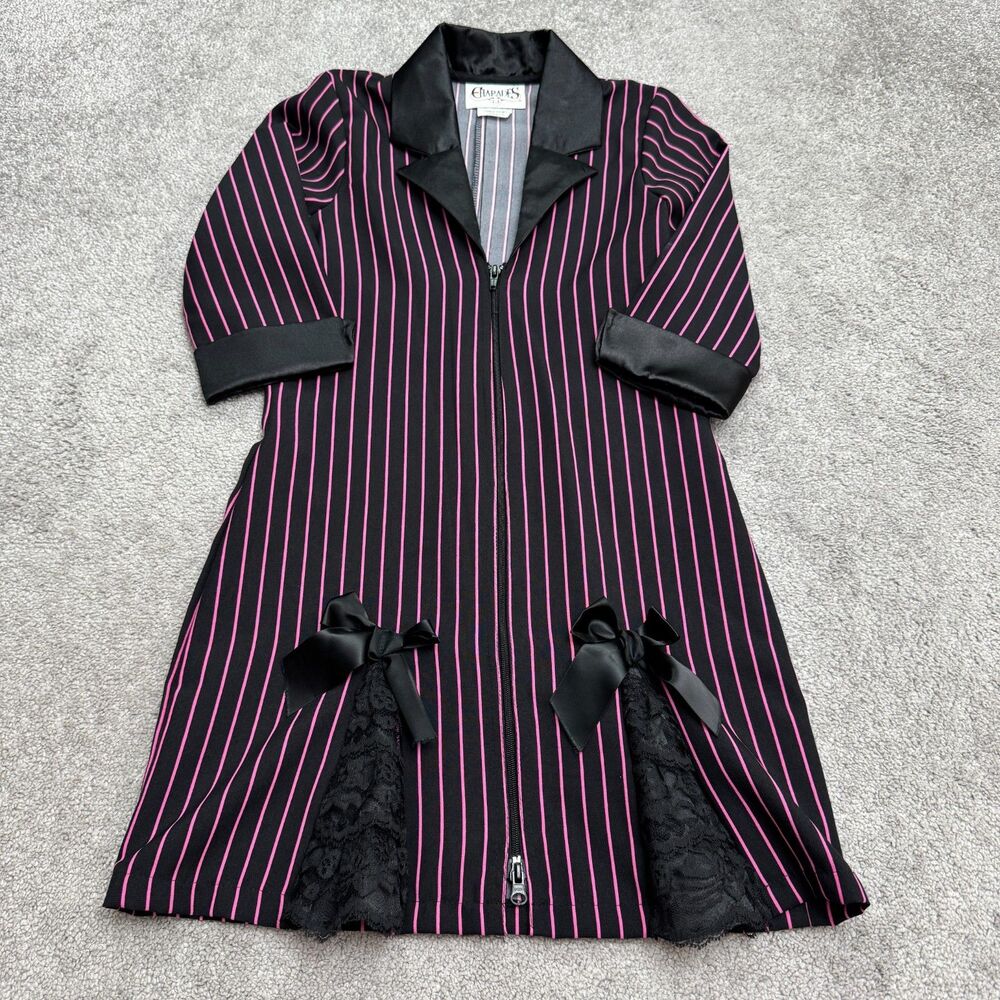Charades Gangster Moll Costume Fill Zip Dress Womens Small Black Pink Stripe USA